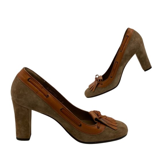 Ralph Lauren Brown Suede Block Heels | Women’s Size 7 - Picture 1 of 8